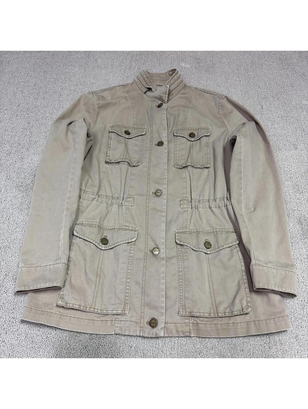 Tommy Hilfiger Military Jacket Beige Long Sleeve Button Up Women’s Size Large